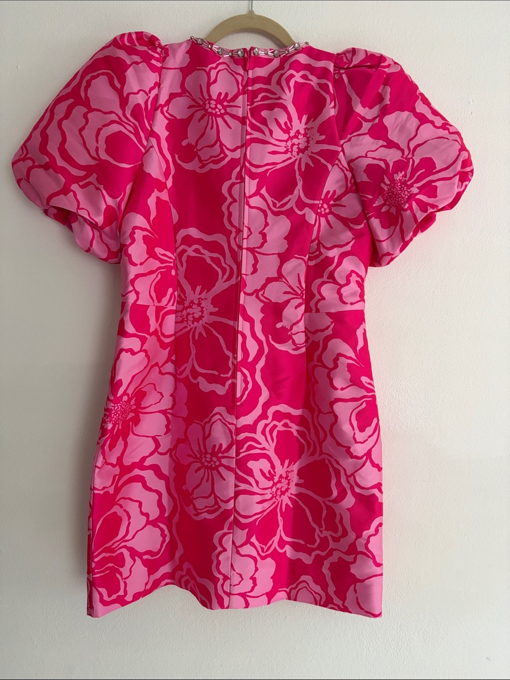 Lilly Pulitzer Pink Floral Shift Dress with Beaded Neckline - Picture 4 of 7